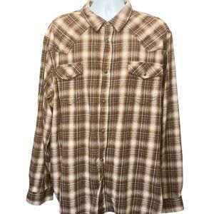 Cody James Men's Brown Plaid Pearl Snap Shirt 4X